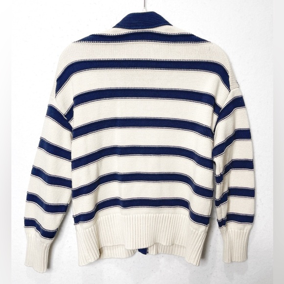 Madewell Oversized Cotton Cardigan in Stripe Cream Navy NT645 100% Cotton Small - Picture 7 of 10